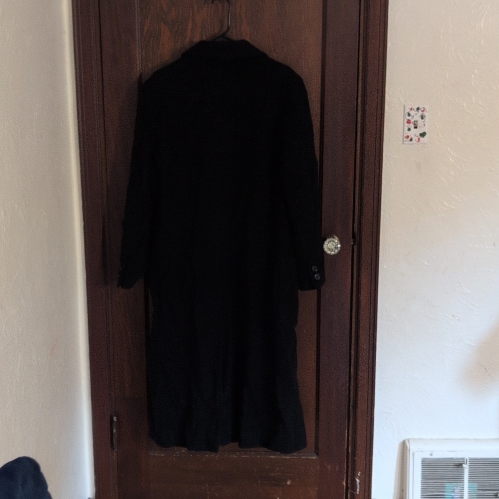 Vintage Miss Harwood Signature Coats Wool Double Breasted Below Knee Black - Picture 5 of 6